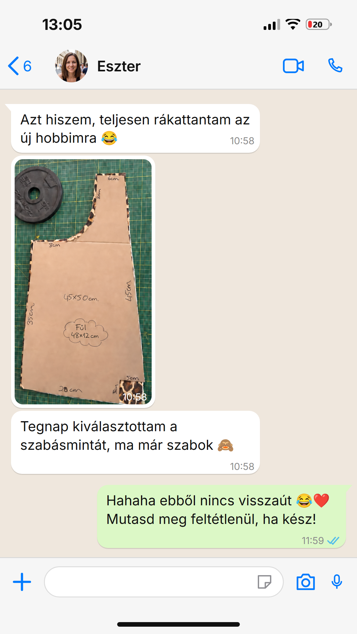 Vásárlói üzenetváltás képernyőképe