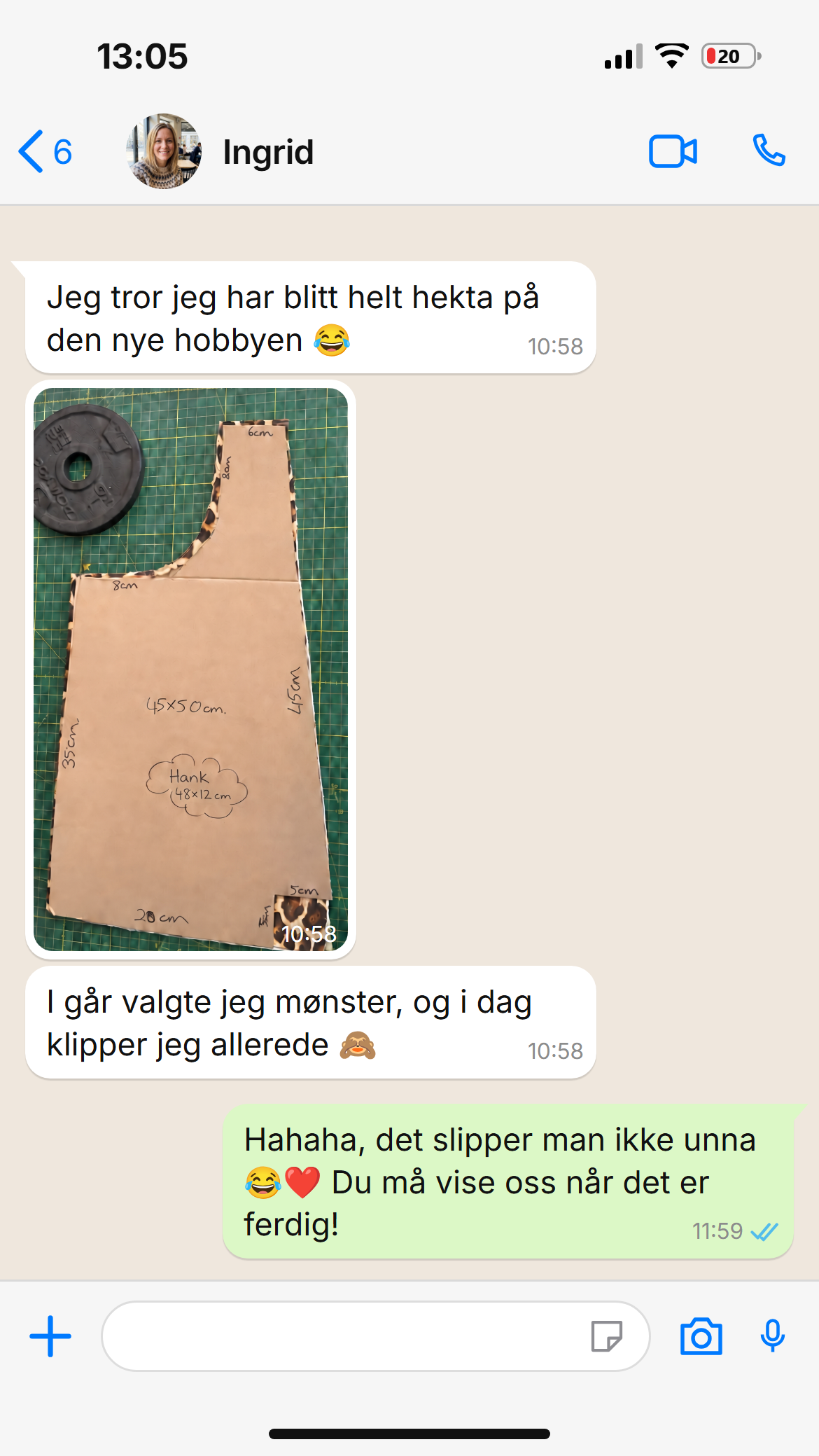 Skjermbilde av en kundesamtale