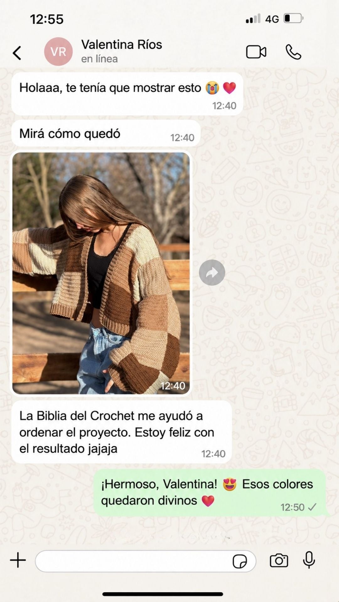 Captura real de WhatsApp de una clienta