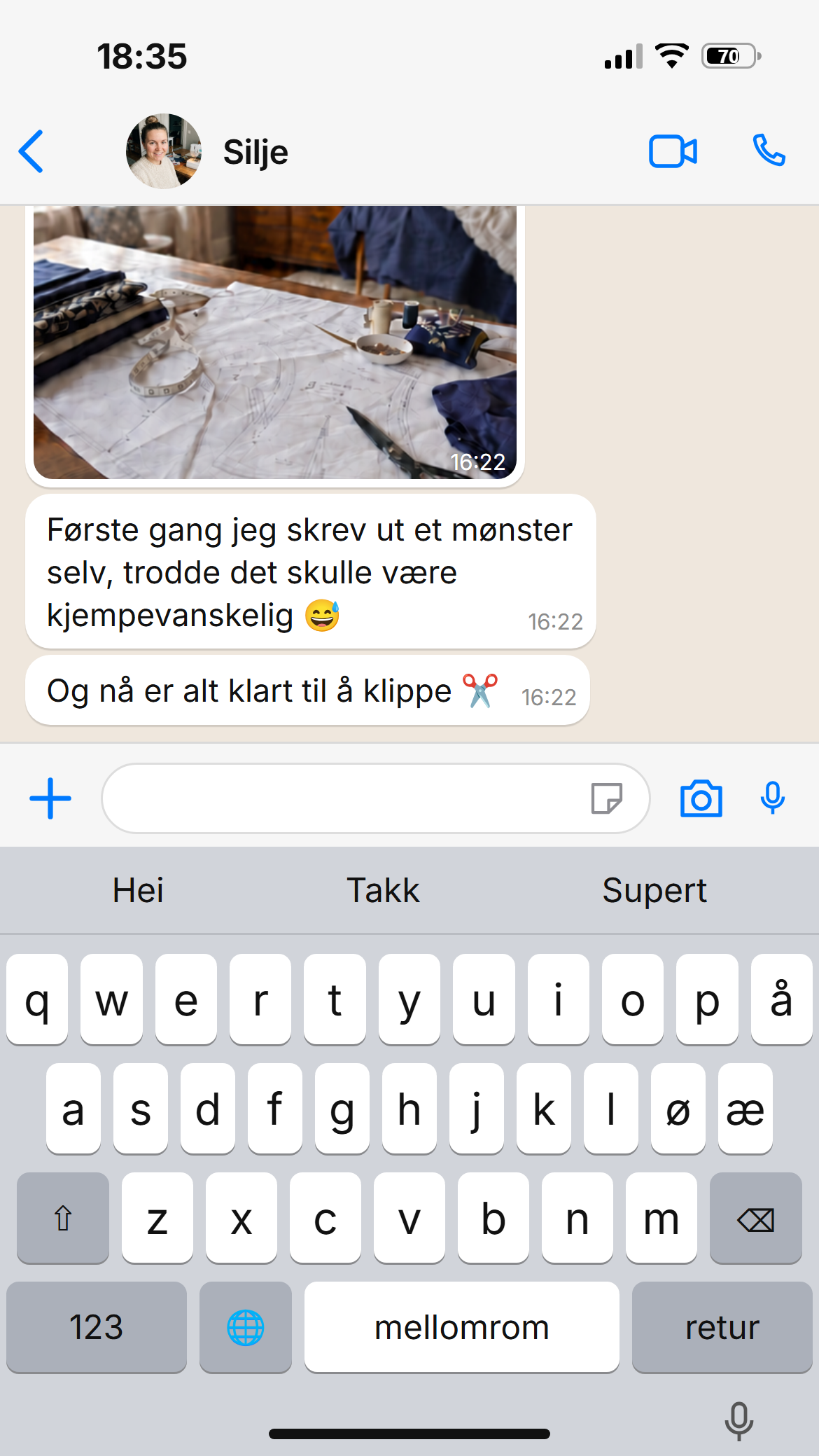 Skjermbilde av en kundesamtale