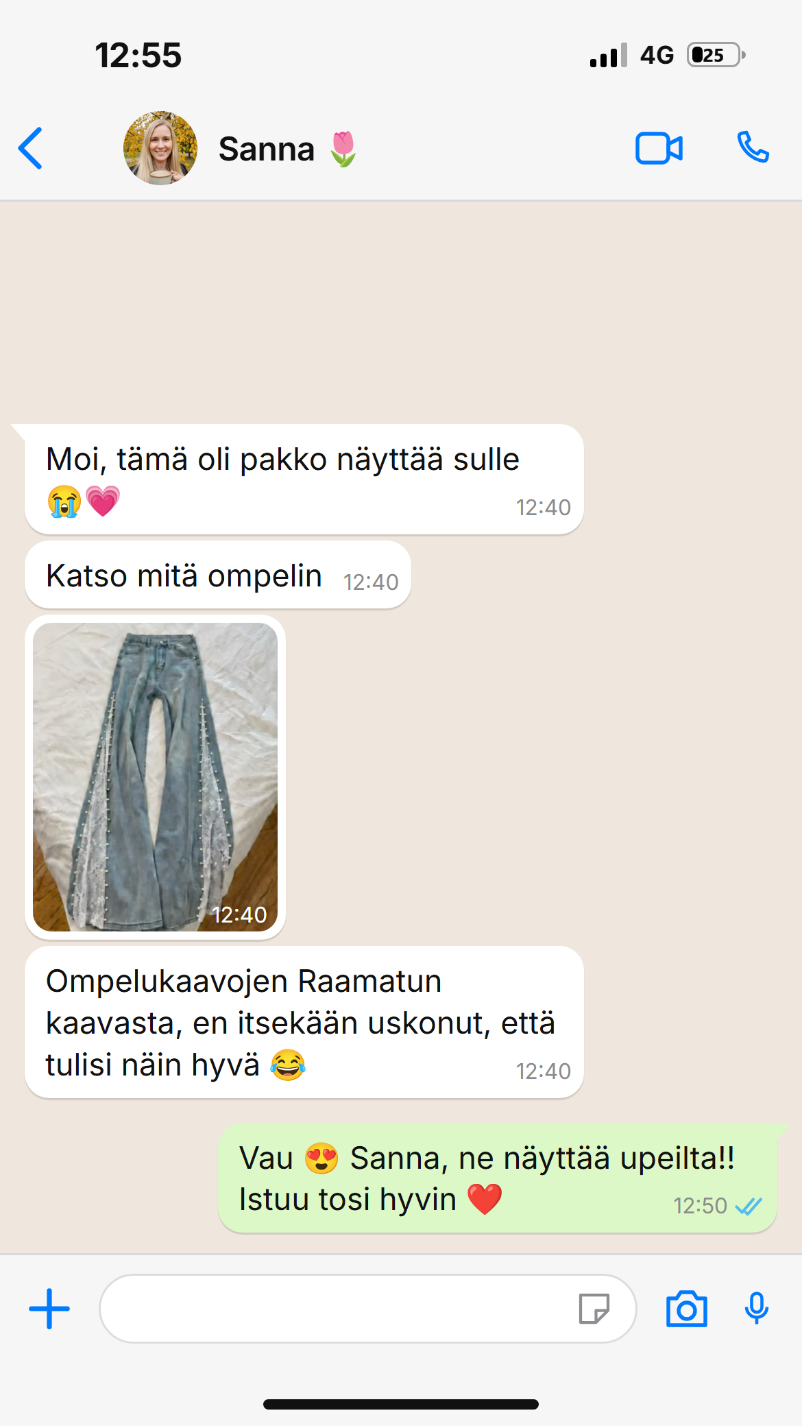 Kuvakaappaus asiakasviestistä