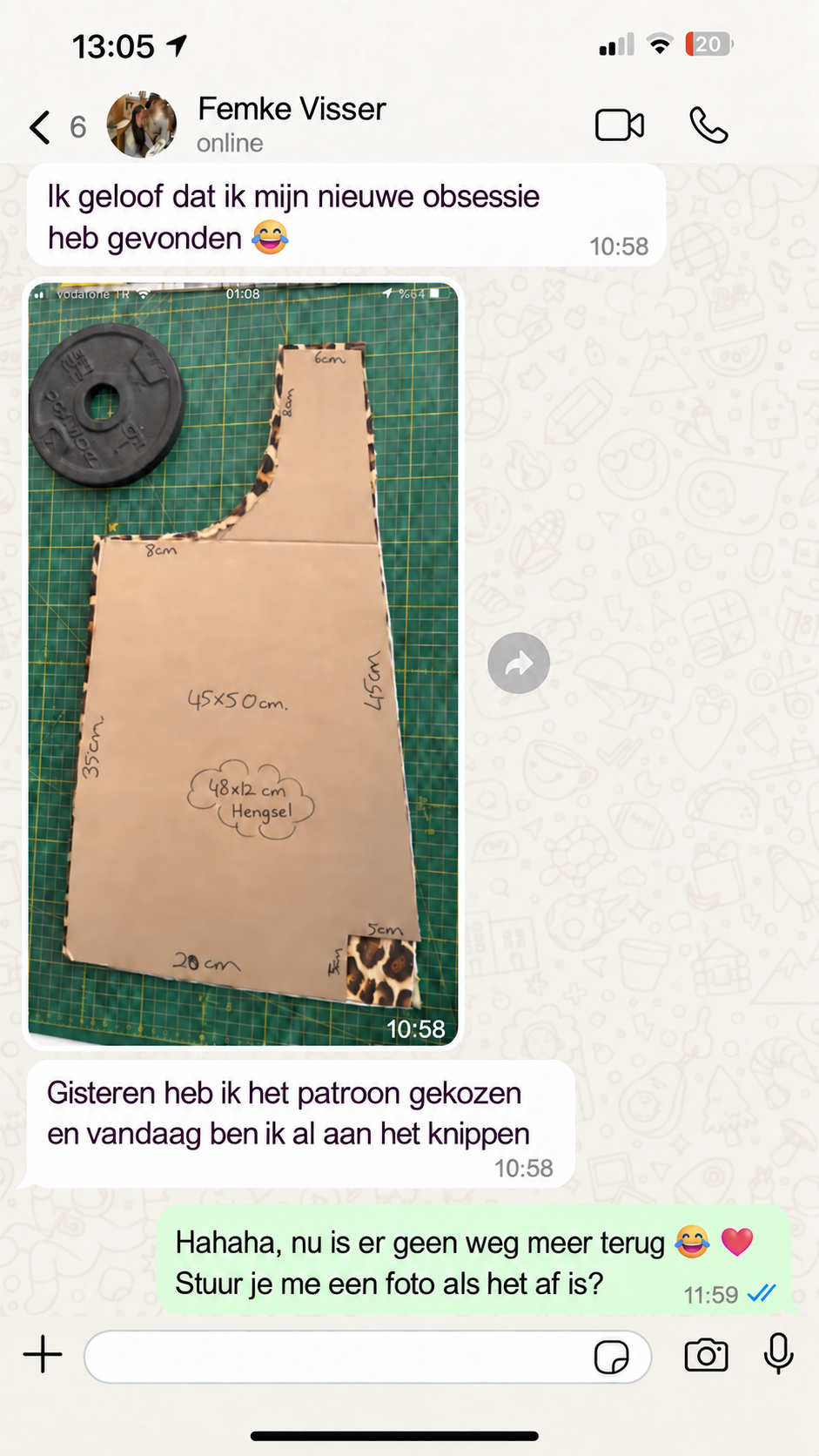Echte WhatsApp-screenshot van een klant