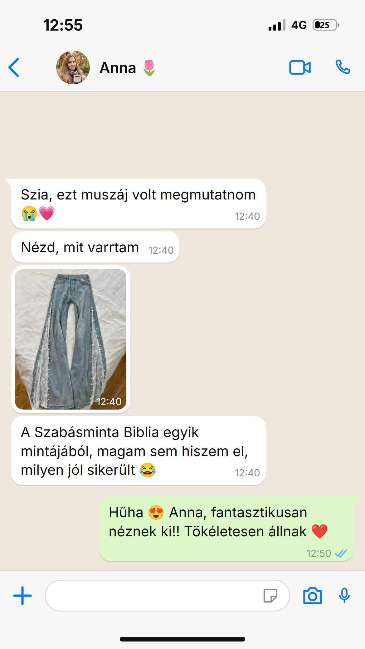 Vásárlói üzenetváltás képernyőképe