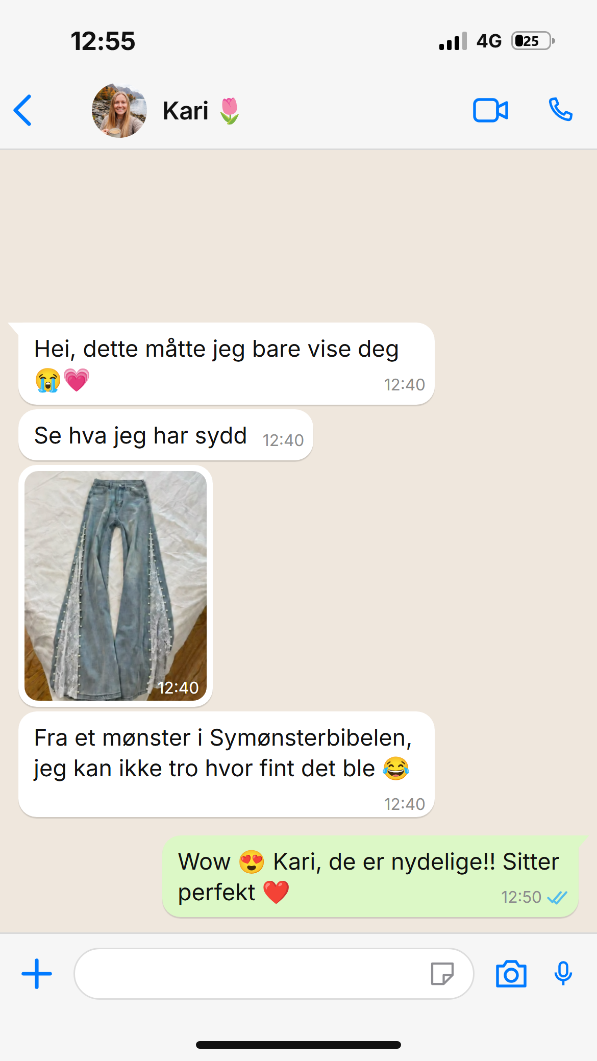 Skjermbilde av en kundesamtale