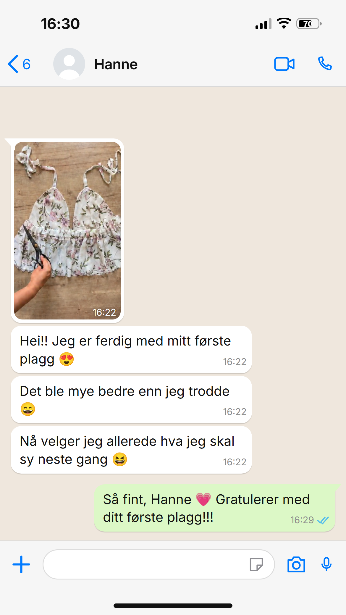 Skjermbilde av en kundesamtale