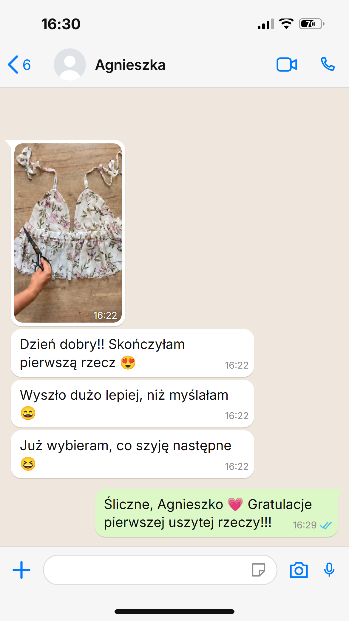 Prawdziwy zrzut rozmowy z klientką