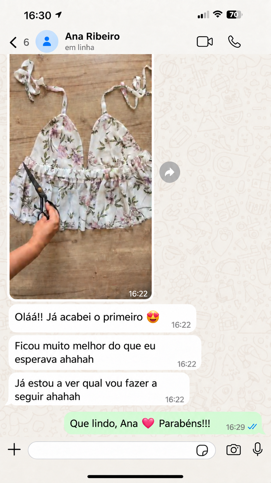 Captura real de WhatsApp de uma cliente
