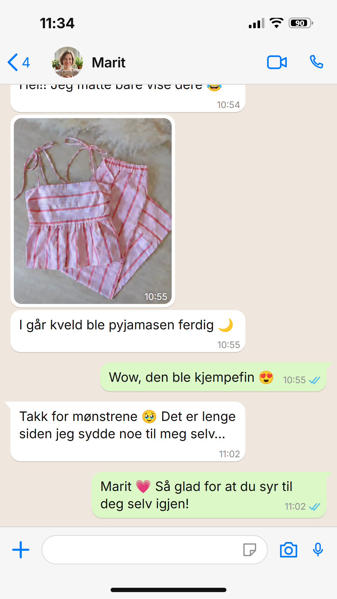 Skjermbilde av en kundesamtale