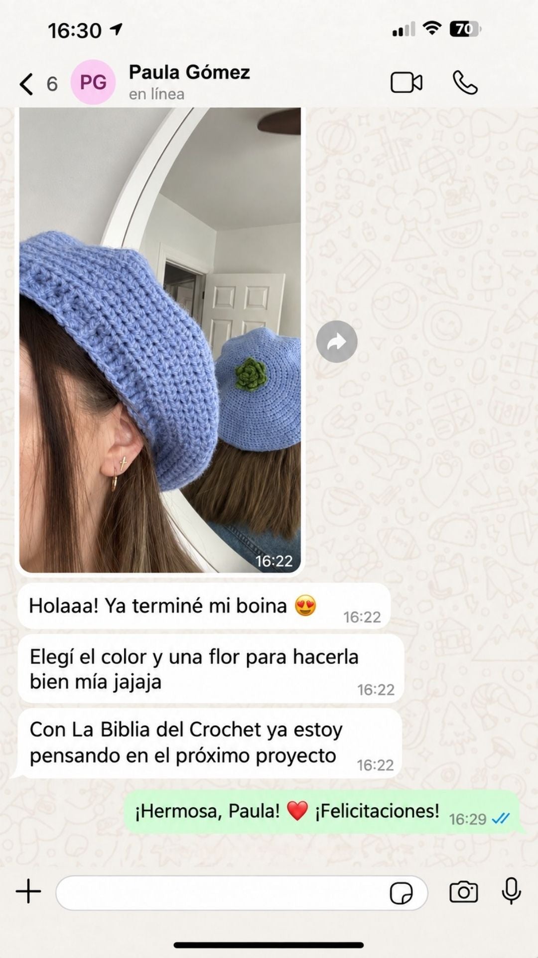 Captura real de WhatsApp de una clienta