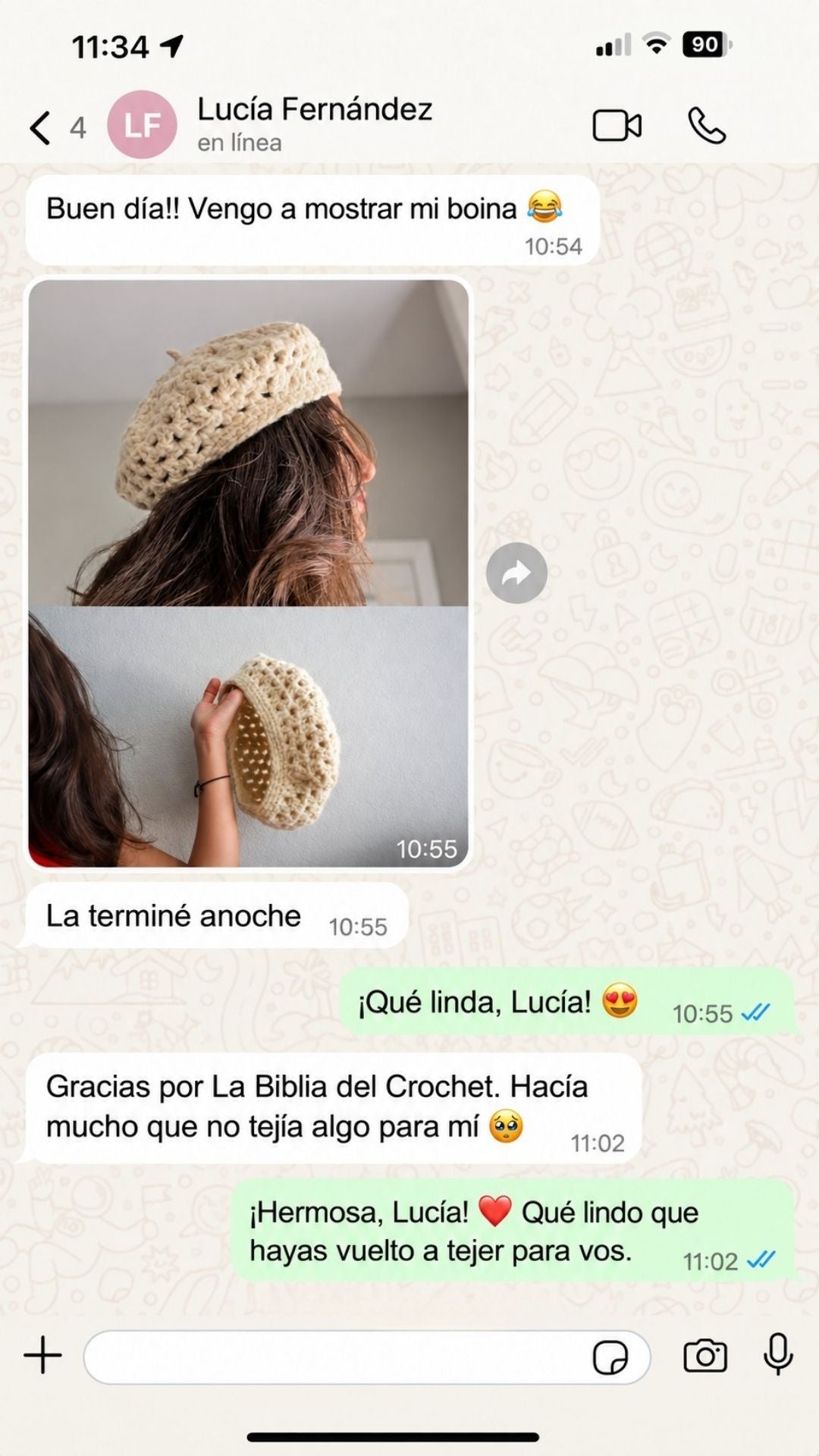 Captura real de WhatsApp de una clienta