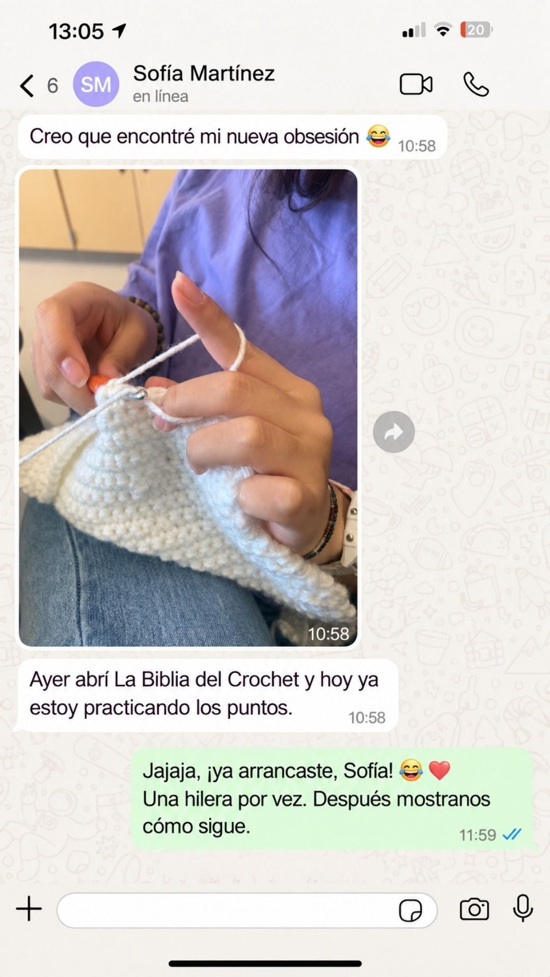Captura real de WhatsApp de una clienta