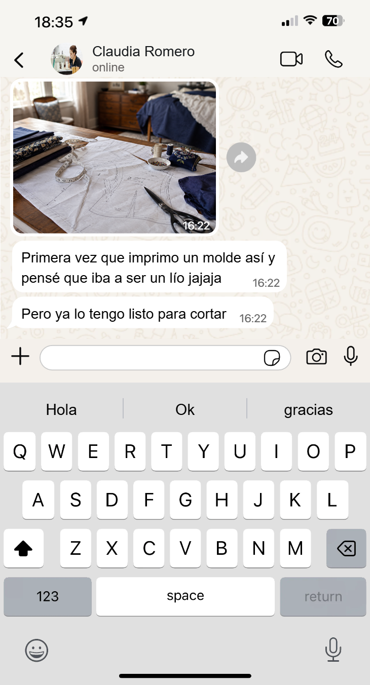 Captura real de WhatsApp de una clienta