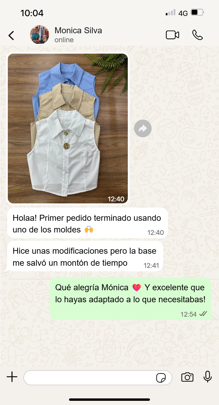 Captura real de WhatsApp de una clienta