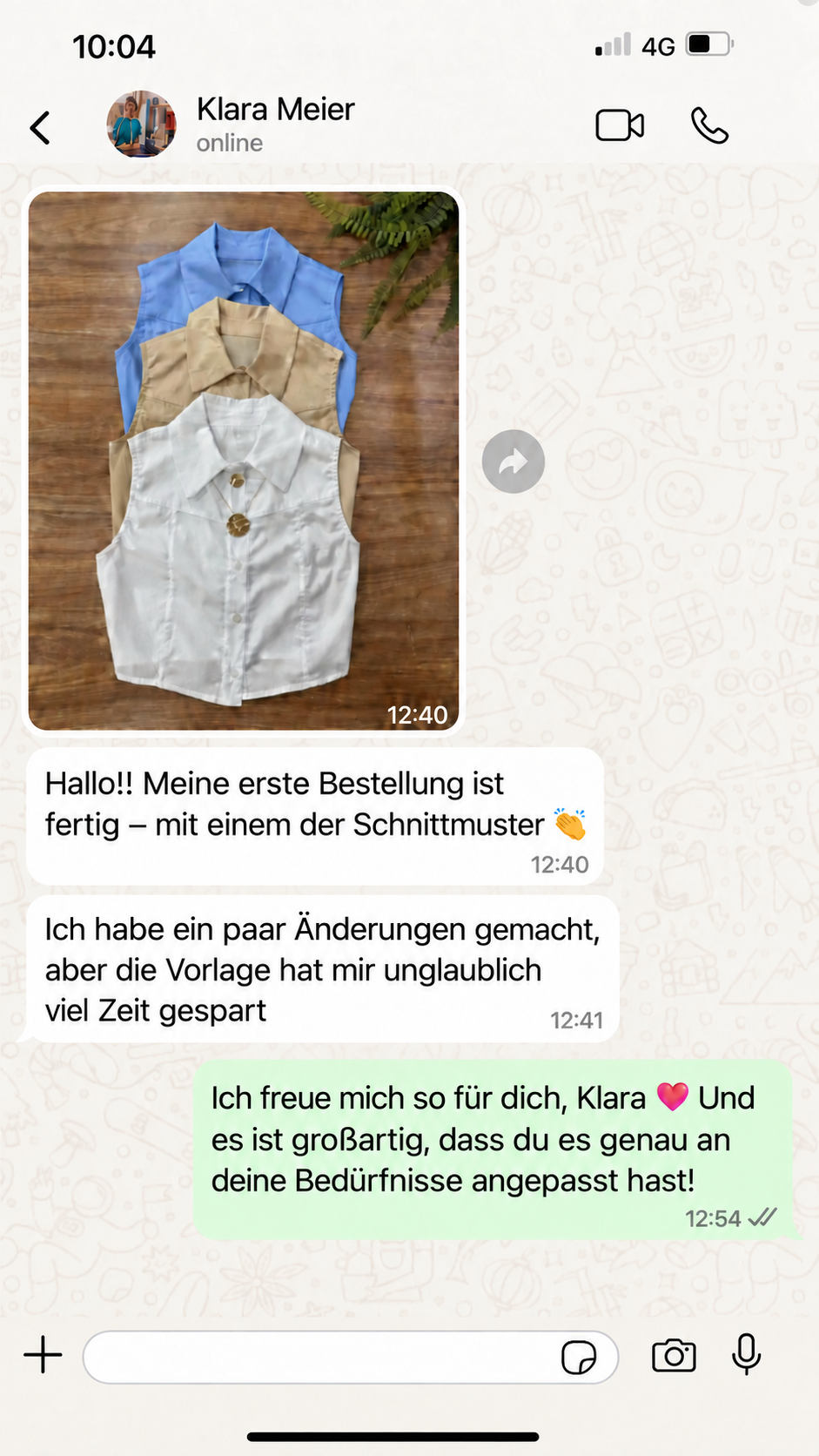 Echter WhatsApp-Screenshot einer Kundin