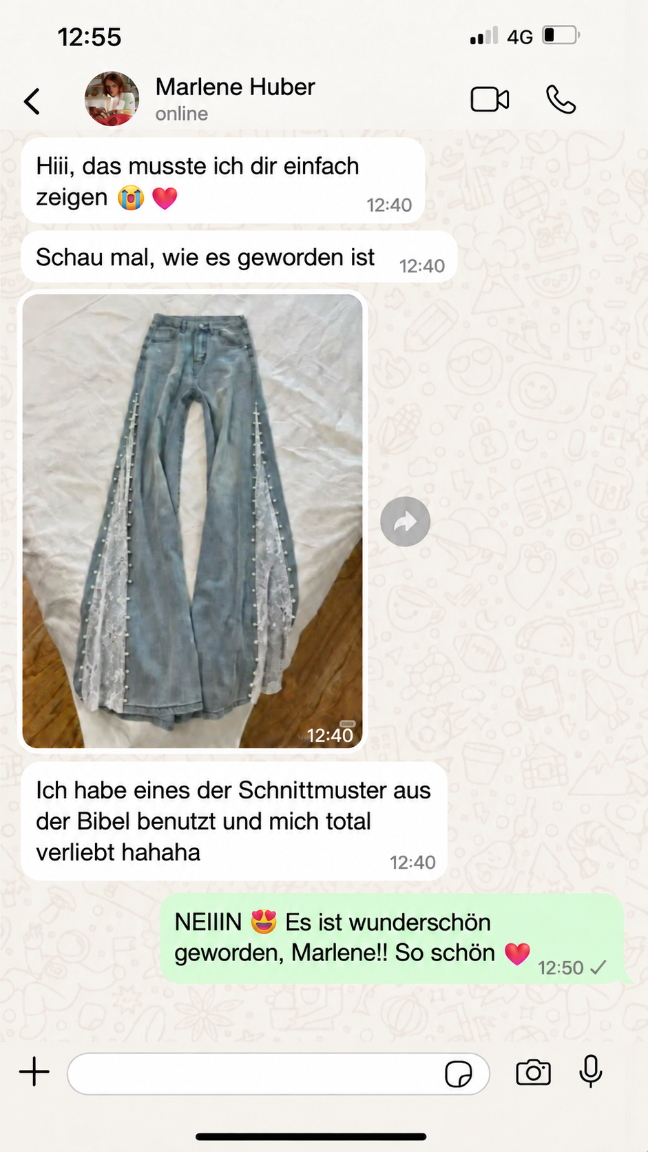 Echter WhatsApp-Screenshot einer Kundin