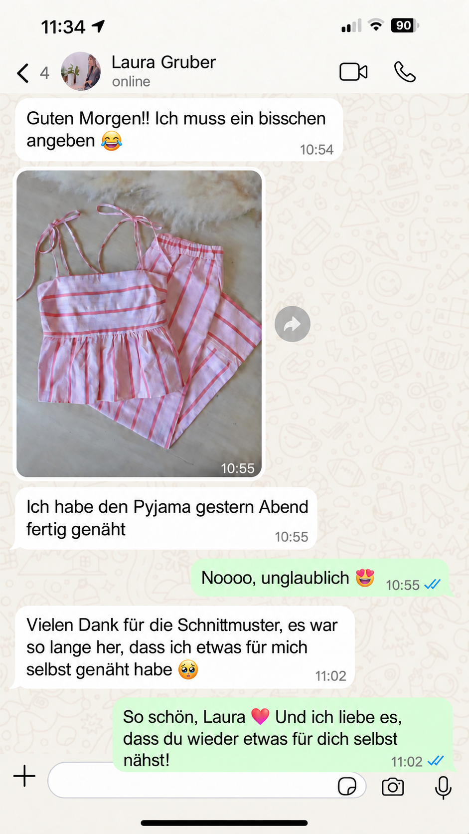 Echter WhatsApp-Screenshot einer Kundin