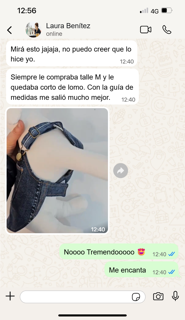 Captura real de una clienta con la prenda de su perro