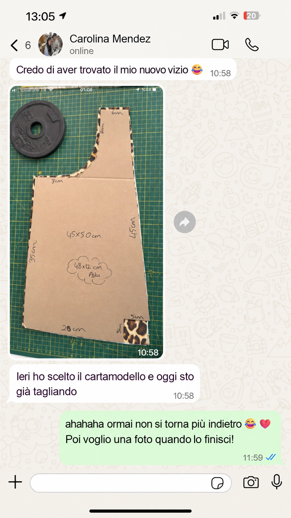 Véritable capture d’écran WhatsApp d’une cliente