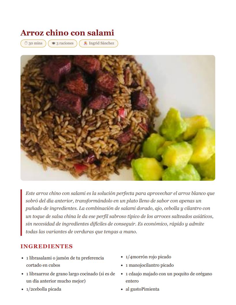 Vista previa de una receta