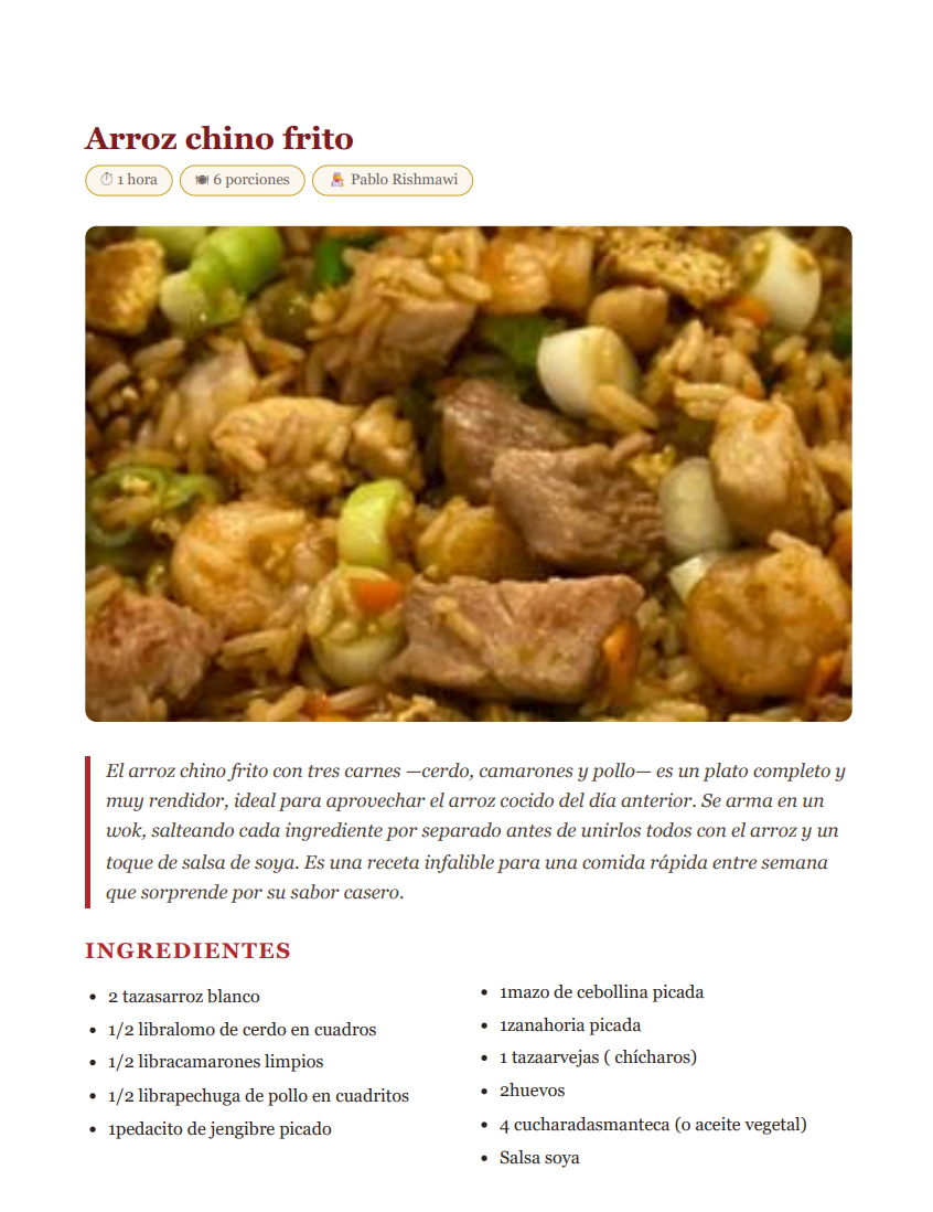 Vista previa de una receta