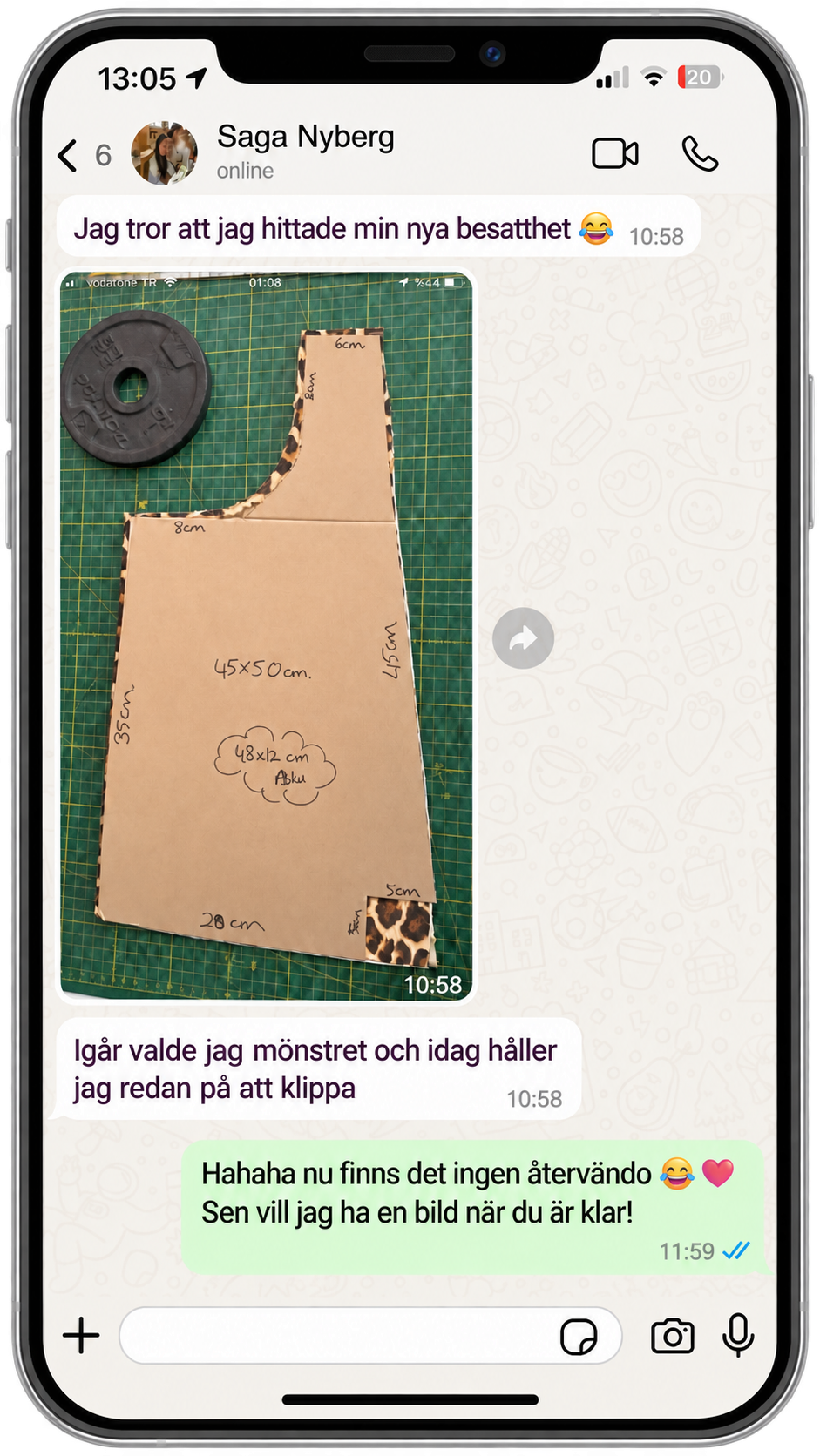 Riktig WhatsApp-skärmdump från en kund