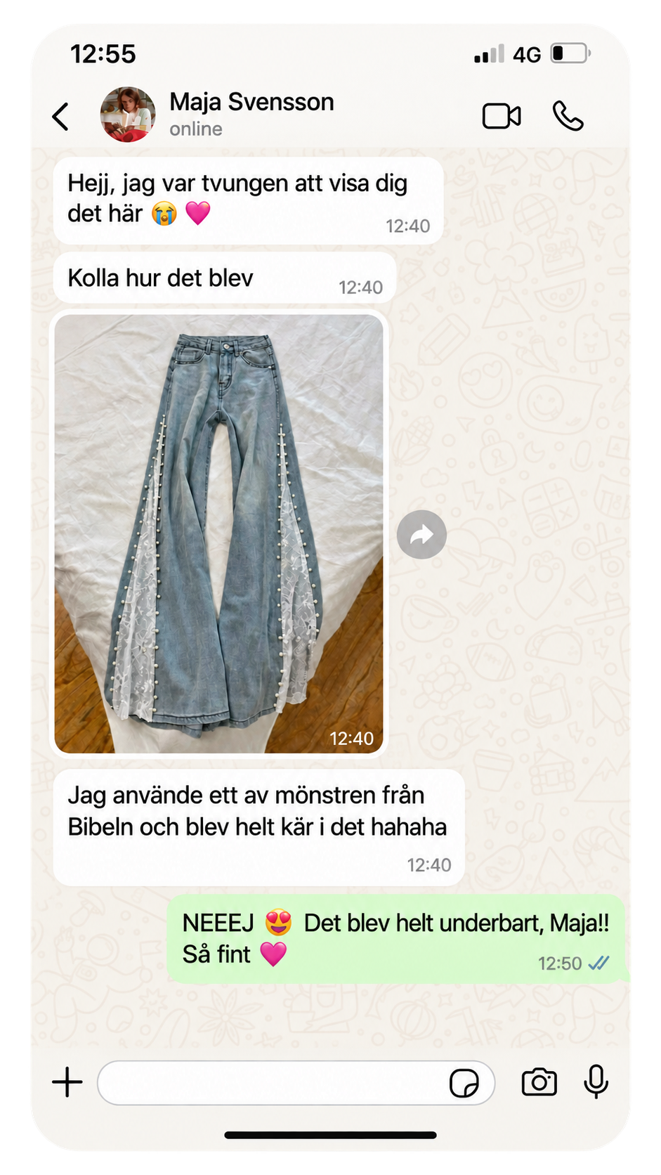 Riktig WhatsApp-skärmdump från en kund