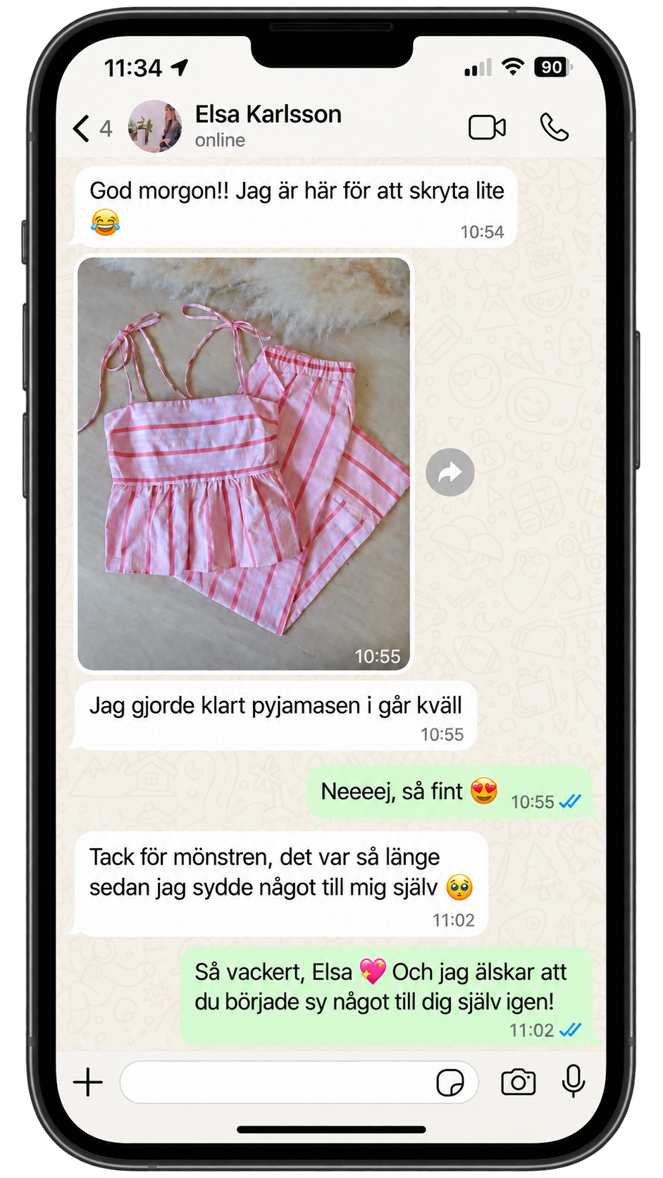 Riktig WhatsApp-skärmdump från en kund