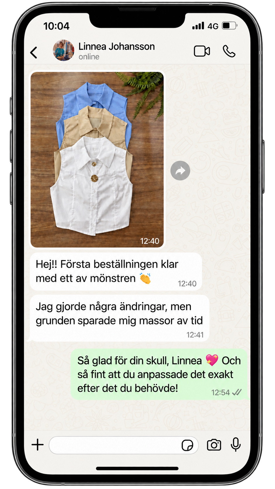 Riktig WhatsApp-skärmdump från en kund