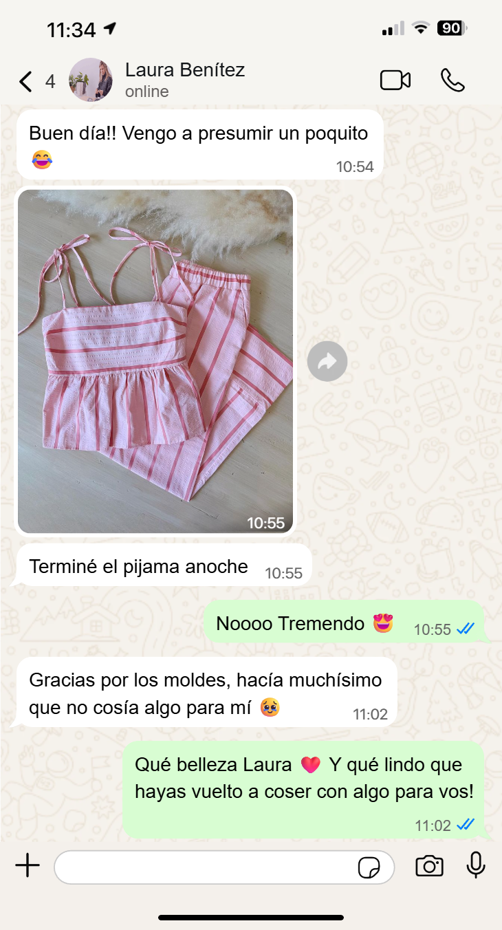 Captura real de WhatsApp de una clienta