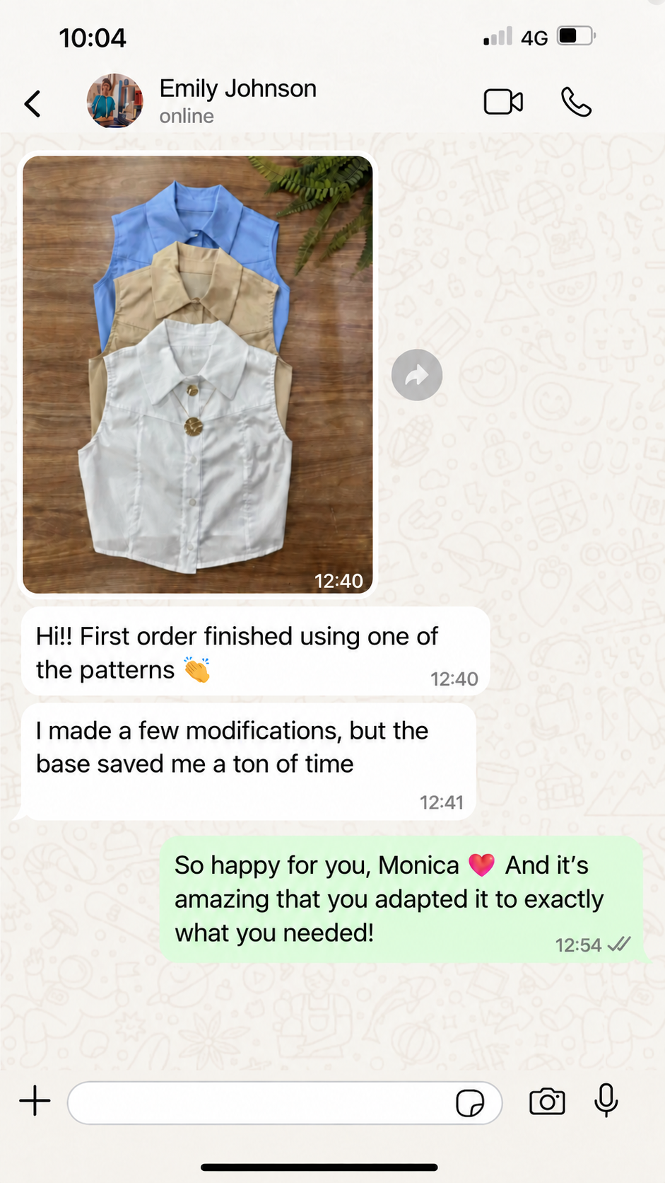 Real WhatsApp screenshot from a customer