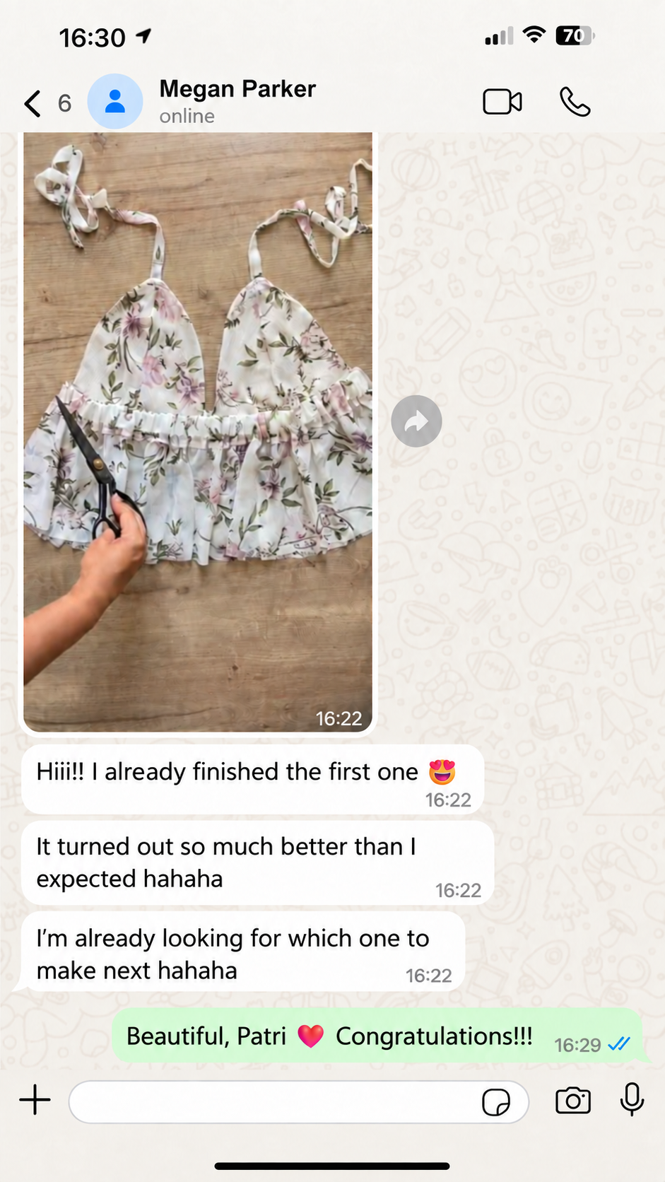 Real WhatsApp screenshot from a customer